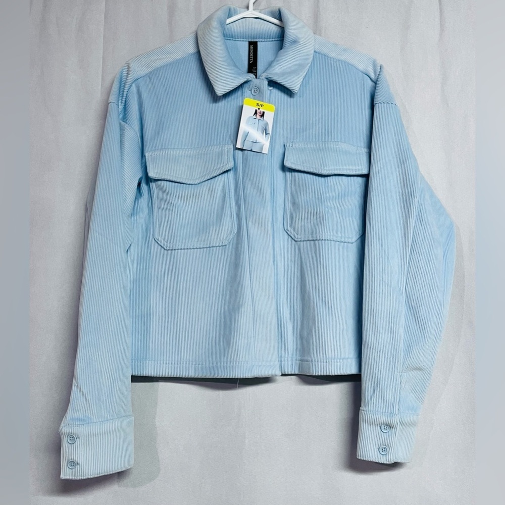 Mondetta Women's Cropped Corduroy Button Down Shirt NWT - Picture 5 of 8